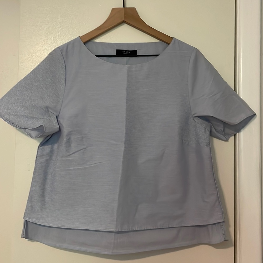 Brass Clothing Box Crop, blue/white stripe, size large